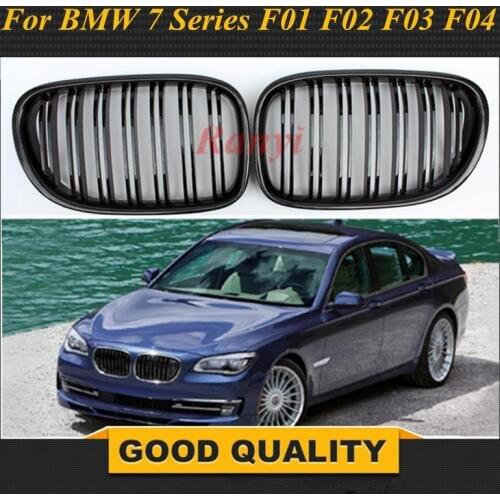 F01 Front Bumper Grills Carbon Fiber Kidney Racing Grille For BMW 7 Series F01 F02 F03 F04 2010 - 2015 Model 740i 750i Mesh