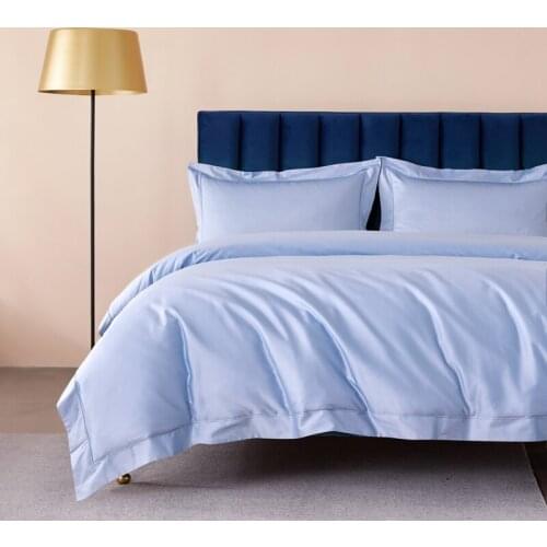 Luxury Egyptian Cotton duvet cover flat sheet pillowcase sets 4PCS bedding sets light purple blue
