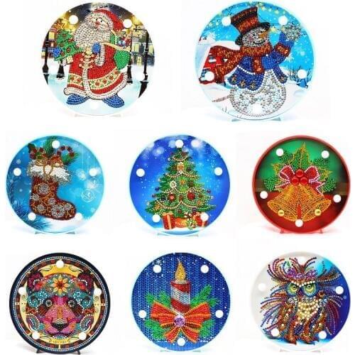 LED Decor Light Christmas Gift DIY Full Drill Diamond Painting Light Bedroom Night Lamp Home Desk Decorative Christmas Night