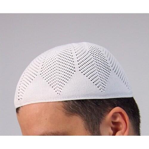 12 pcs Men Muslim Prayer Hats Wholesale Cotton Knitting Hats Mens Skull Cap Muslim Islamic Prayer Hat Head Solid Casual cap