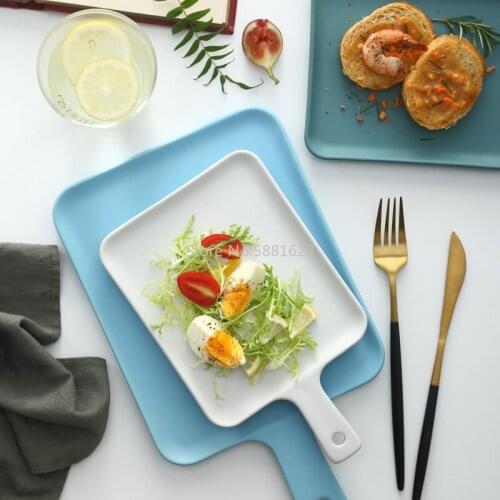 Nordic Solid Matte Rectangle Ceramic Plate New Bone China Dinner Plate Heat Resistant Backing Plate Flat Steak Fruit Salad Tray