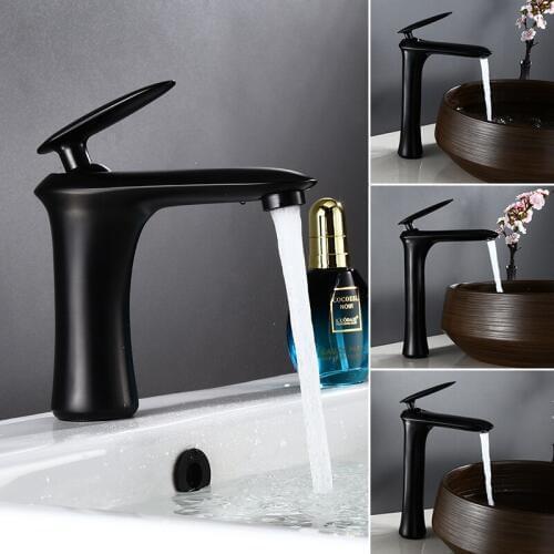 Basin Faucets Total Brass Sink Mixer Taps Bathroom Sink Tap Bath Mixer Black Wash Faucet Single Handle Cold and Hot Mixer Water