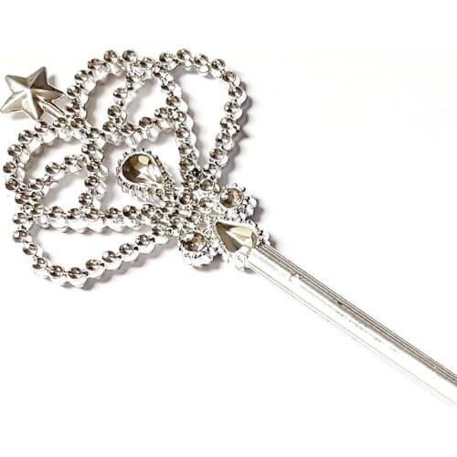 12 pc SILVER 15.5Inch Magic Wand Crown Princess girls Birthday Wedding Bridal party Favors Favour souvenirs giveaways gadget