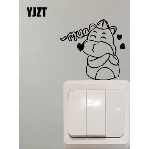 YJZT Love Heart Little Bear Vinyl Decal Living Room Decor Wall Switch Sticker Animal Pattern S19-0381