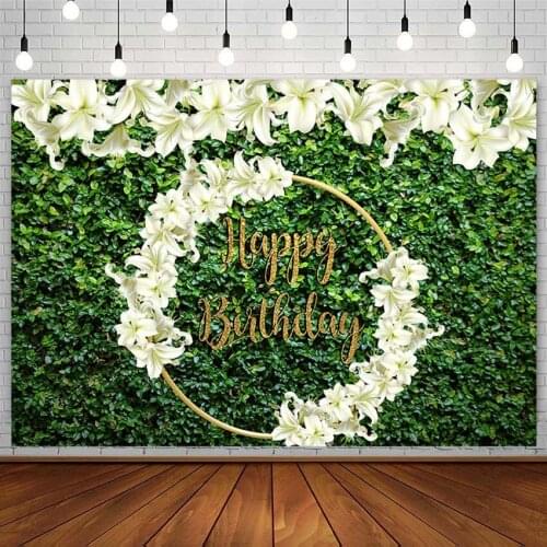 Green Leaf Lily Backdrops Happy Birthday Party Woman Children Portrait Photography Background Photo Studio Photozone Decor Props