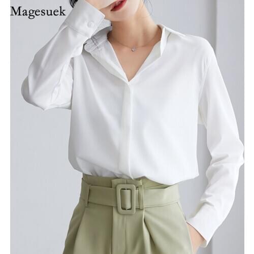 Autumn Fashion White Blouse Women 2021 Long Sleeve Women Shirts Blouses Office Lady Cardigan Elegant Chiffon Blouse Blusas 11348