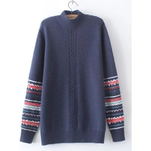 Womens oversize sweater winter 2021 plus size women clothing Half high collar criss-cross Top female red off white Women jumper