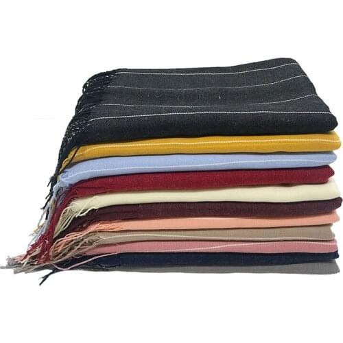 10pcs/lot Stripe Viscose Tassel Scarfs New Winter High Quality Shawl Warm Scarfs Muslim Women Hijab Lady Wrap Shawl Scarves