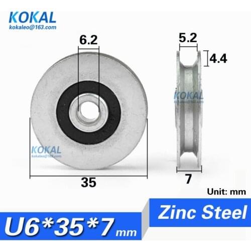[U0635-7NJ]10PCS high quality U groove type guide rail track pulley rail flute chrome steel bearing wheel U0635-7 6*35*7mm
