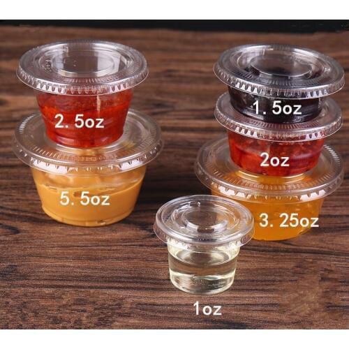 100pcs High quality transparent ice cream pudding thick plastic cup disposable PET sauce seasoning tasting small cup with lid