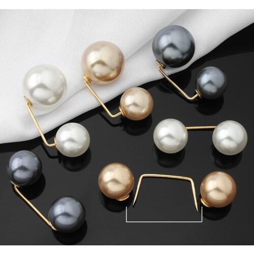 2pcs Female Brooch Skirt Waist Buttons Decoration Accessories Fashion Pearl Pin Simple Small Pin Fixed Buckles