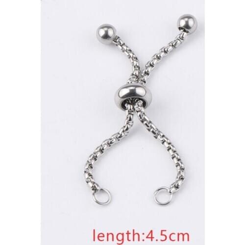 3pcs/lot 1.8mm Thickness Adjustable Stainless Steel Box Chain Slider/Slide Extender Chain For DIY Ring Making Accessories
