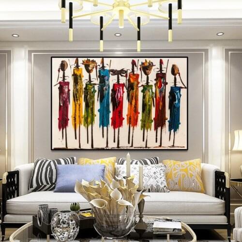 Abstract African Woman Oil Painting on Canvas Posters and Prints Wall Art Prints Nordic Wall Art Picture for Living Room Decor