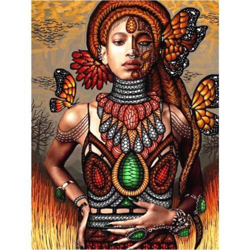 Beauty lady diamond painting full african woman rhinestone embroidery picture mosaic sticker diamond tapestry poster wall paper
