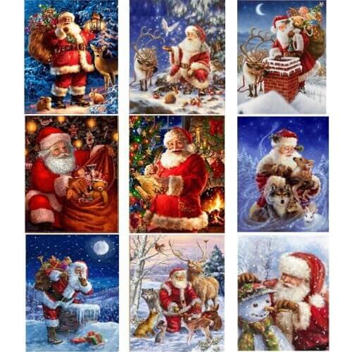 DIY diamond painting Santa Claus Mosaic snowman round diamond handmade cross stitch Mosaic decorative childrens painted wallpap