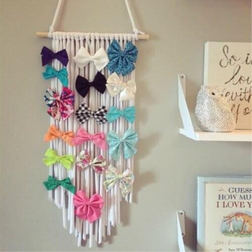 Nordic Girls Hair Bows Hairpin Storage Belt Newborn Baby Hair Clips Holder Organizer Wall Hanging Ornaments Kids Room Decoration