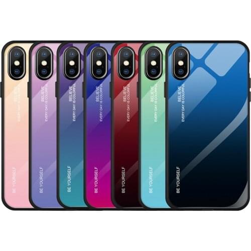 Gradient Painted Case For iPhone 11 Case Tempered Glass Cover For iPhone 11 12 Pro Max Mini Case For iPhone X XR XS 7 8 6s Plus