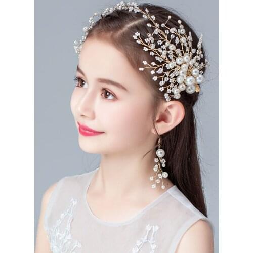 Childrens headdress headdress flower pair hair clip girl princess Korean girl hair clip pearl edge hair clip flower child perfo