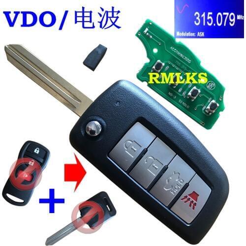For 2005 2006 Nissan Altima Car Remote Keyless Entry Fob Flip Key 4 Buttons Car Folding Key KBRASTU15, CWTWB1U758