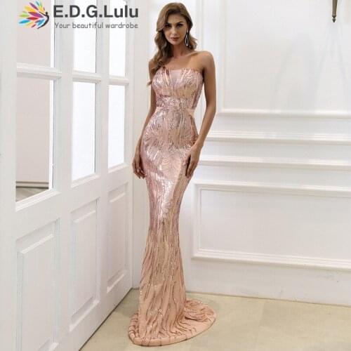 EDGLuLu One Shoulder Glitter Long Dress Women Sexy Party Club Striped Sequins Vestidos De Fiesta De Noche Largos Elegantes 0522
