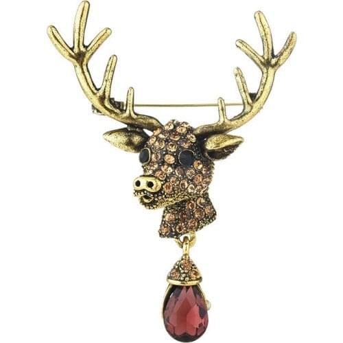European and American retro animal elements dress daily with crystal sika brooch