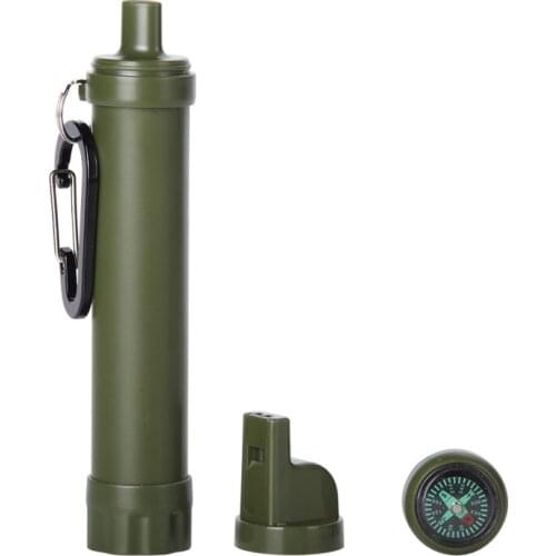 Outdoor Survival Water Purification Filter Hiking Filter Straw Whistle Compass Camping Emergency Direct Drinking Water Straw