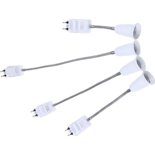 Flexible E27 Light Lamp Bulb Adapter Socket Extend Extension Converter Wall Base Holder Screw Socket EU US Plug White+silver