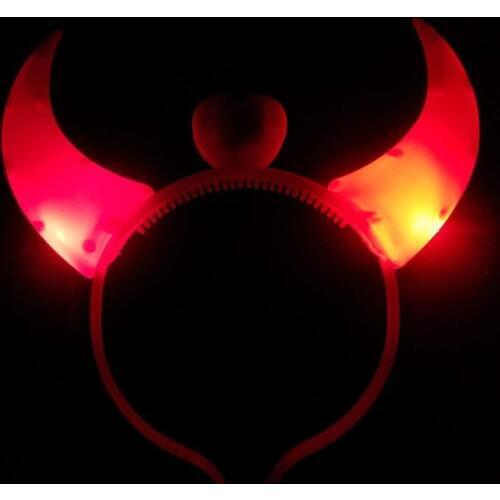 Hot 1Pc Creative Halloween Luminous Horn Lamp Headband Plastic Glow Led Night Lovely Decoration Neon Party Novelty Toys Gifts