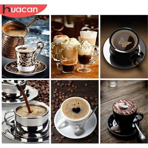 HUACAN Full Square Drill 5d Diamond Painting Coffee Mosaic Rhinestones Pictures DIY Diamond Embroidery Landscape Home Decor Kits