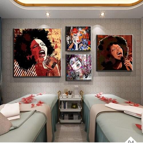 Singer Women Abstract Oil Painting On Canvas Print Wall Art Poster Modern Bar KTV Home Decoration Picture Drop Shipping No Frame