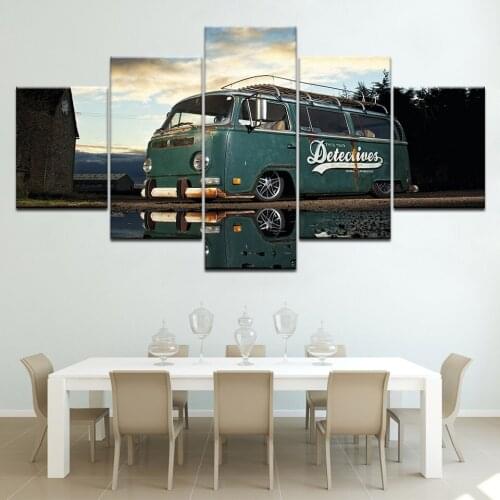 Canvas Painting 5 Panels Retro Vintage Car Bus Pictures for Home Design Frameless Posters and Prints for Bedroom
