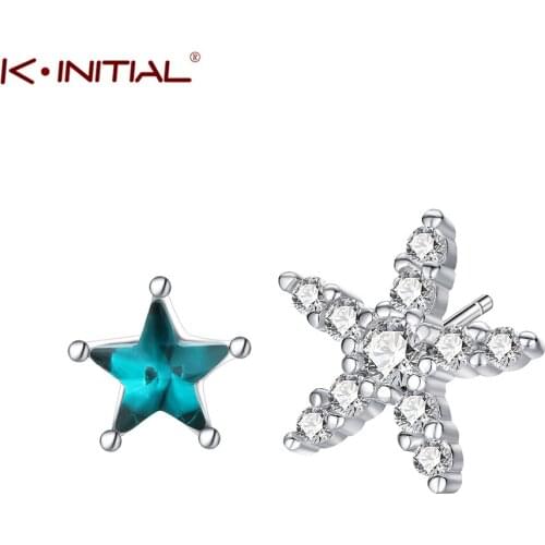 Kinitial Fashion Starfish Earring for Womens Charm Jewelry Tiny Crystal Star Earrings Gift Girls Kids Korean Minimalist Jewelry