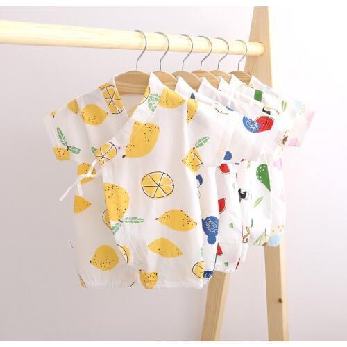 Costume For Baby Girls And Boys Newborn Baby 2020 Summer Rompers Short Sleeve Cartoon Pure Cotton Thin Style Breathable Pajamas