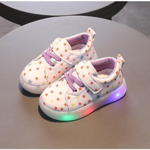 New Arrival Girls LED Light Shoes Kids Shoes Chilren Light Up Glowing Bowtie Sneakers Girls Princess Children Casual Shoes