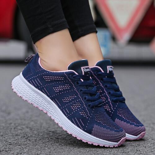 Women Sport Shoes Man Breathable Walking Mesh Lace up Light Flats Sneakers Woman Men Ladies Running Shoes 35-44 Big Size Sneaker