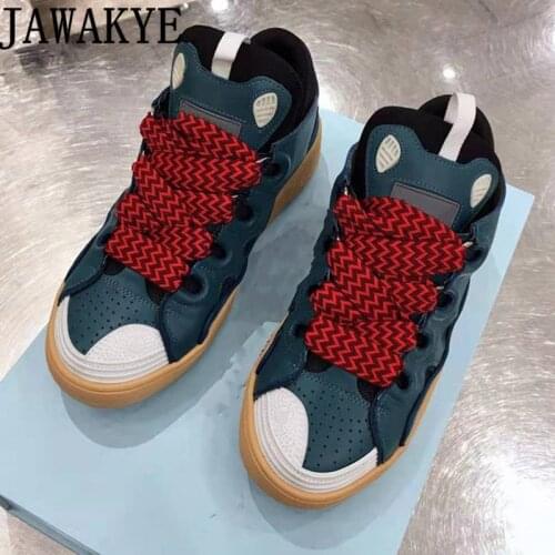 Autumn Winter New Mixed color Lace-up Sneakers Shoes Woman Round Toe Thick sole Ventilate Casual Fashion Flat Shoes Mujer