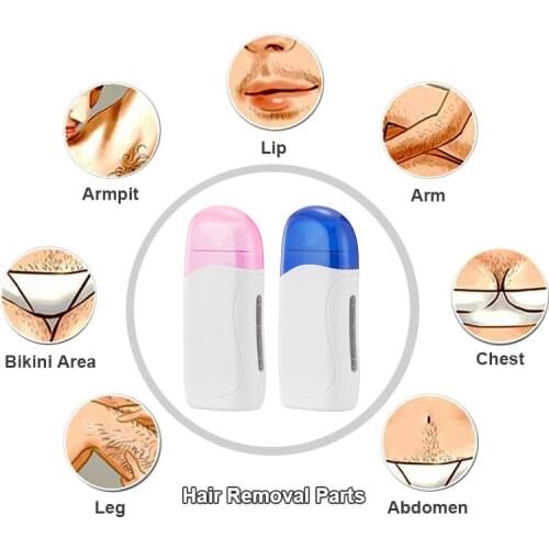 Mini Roll On Wax Heater Machine Hair Removal Tool Depilatory Wax Strips Warmer Kit With 1* Wax +100 Pcs *Waxing Paper+5 *Emo