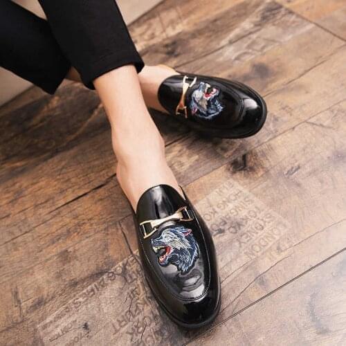 New Luxury Men Half slippers Flats Casual Shoes Men Half Drag Men Patent Leather Loafers Shoes Comfortable Fashion Shoes For Man