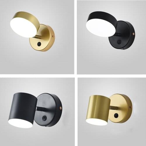 New LED Wall Lamp With Button Switch Light Three-color Iron Wall Light Post-modern Bedside Lamp