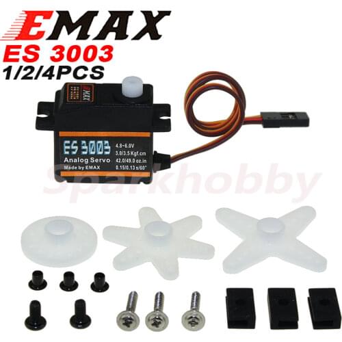 4PCS Original EMAX ES3003 Plastic Analog Servo 17.5g Waterproof Servo with Gears for RC Car Helicopter Boat Airplane Accessories
