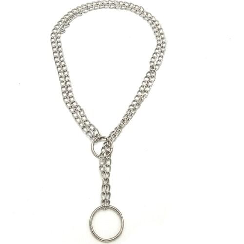 Gothic Chain Necklace Punk Choker Collar Goth With Round Pendant Double Stranded Necklace Women Rave Jewelry