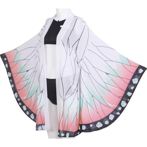 Demon Slayer Kochou Shinobu Swimsuit Butterfly-Printed Chiffon Cloak Black Kisatsutai Kimetsu no Yaiba Shinobu Cosplay Swimwear