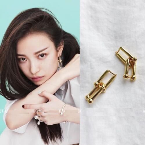 Rongho Brand Vintage Metal Bamboo Stud Earrings for Women Punk Femme Hiphop Brincos Knot Earring Pendant Wholesale 2020