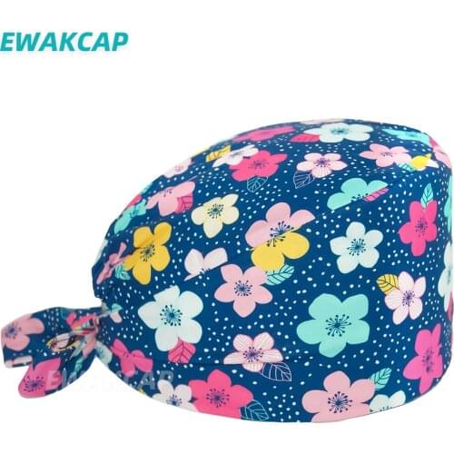 Wholesale Scrub Caps 100% Cotton Adjustable Scrubs Hat Beauty Salon Lab Work Nursing Hats Gorros Quirurgicos Mujer Surgicals Cap
