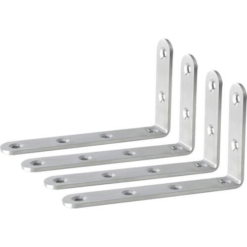 SHGO HOT-4Pcs Corner Brackets 3 X 5 Inch,Right Angle Bracket 304 Stainless Steel with Screws,L Shaped Brackets for Shelves Furni