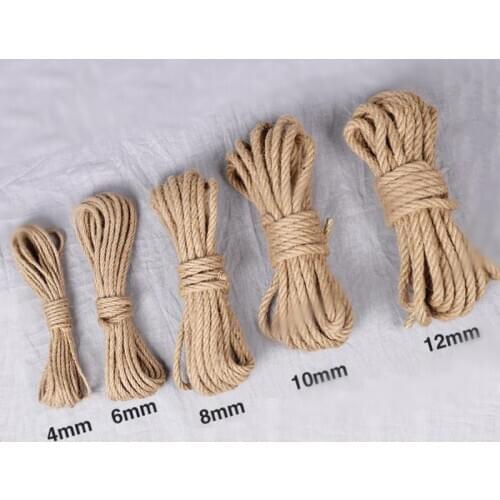 4-12mm Natural Burlap Jute Twine Cord Hemp Retro Rope String for DIY Handmde Craft Gift Packing Wedding Home Decoration Cords