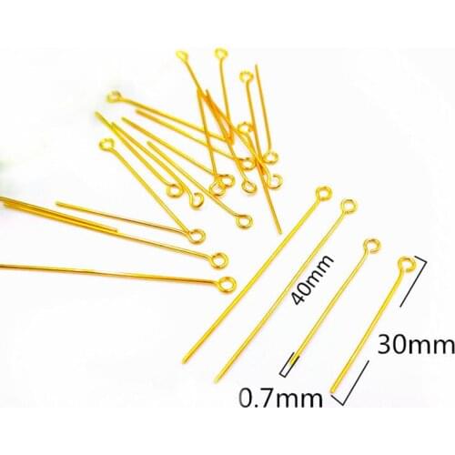 50pcs Stainless Steel Gold Color Eye Head Pins 30mm/40mm Findings For Diy Jewelry Making Jewellry Accessories