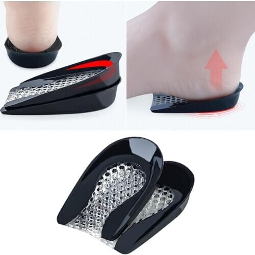 1 Pair Silicone Gel Heel Pad Shock Absorption Plantar Fasciitis Pain Relief Foot Care Insert Insole Height Increase Cushion Pad