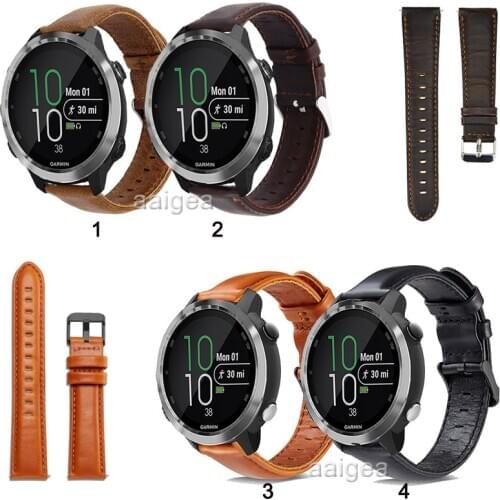 20mm 22mm Replacement Band Genuine Leather Strap for Garmin Forerunner 645 245 245 Music for Garmin Venu Sq Strap Bands