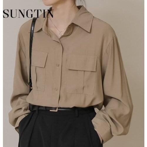 Sungtin Womens Satin Shirts